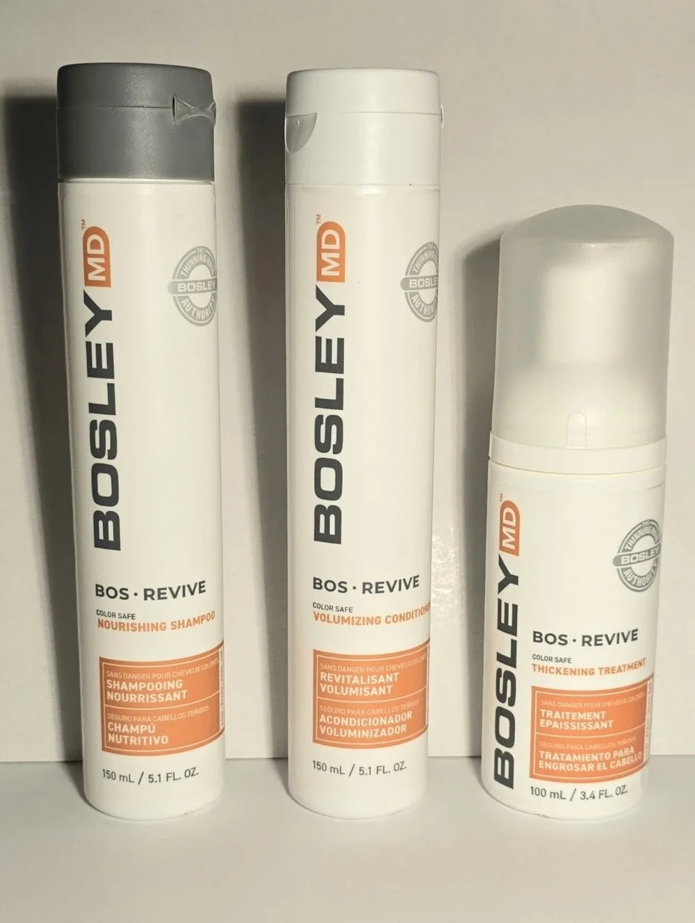 Bosley MD Revive Volumizing System, Shampoo, Conditioner, Treatment